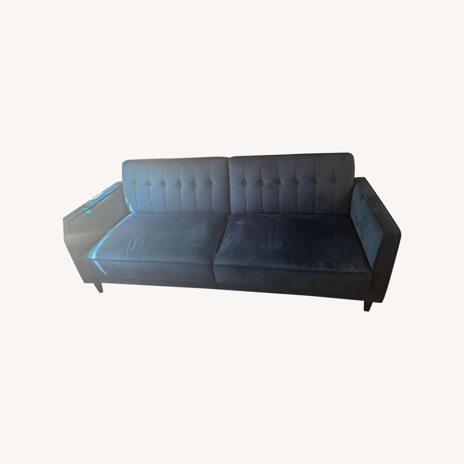 Blue Velvet Sleeper Couch - image-0