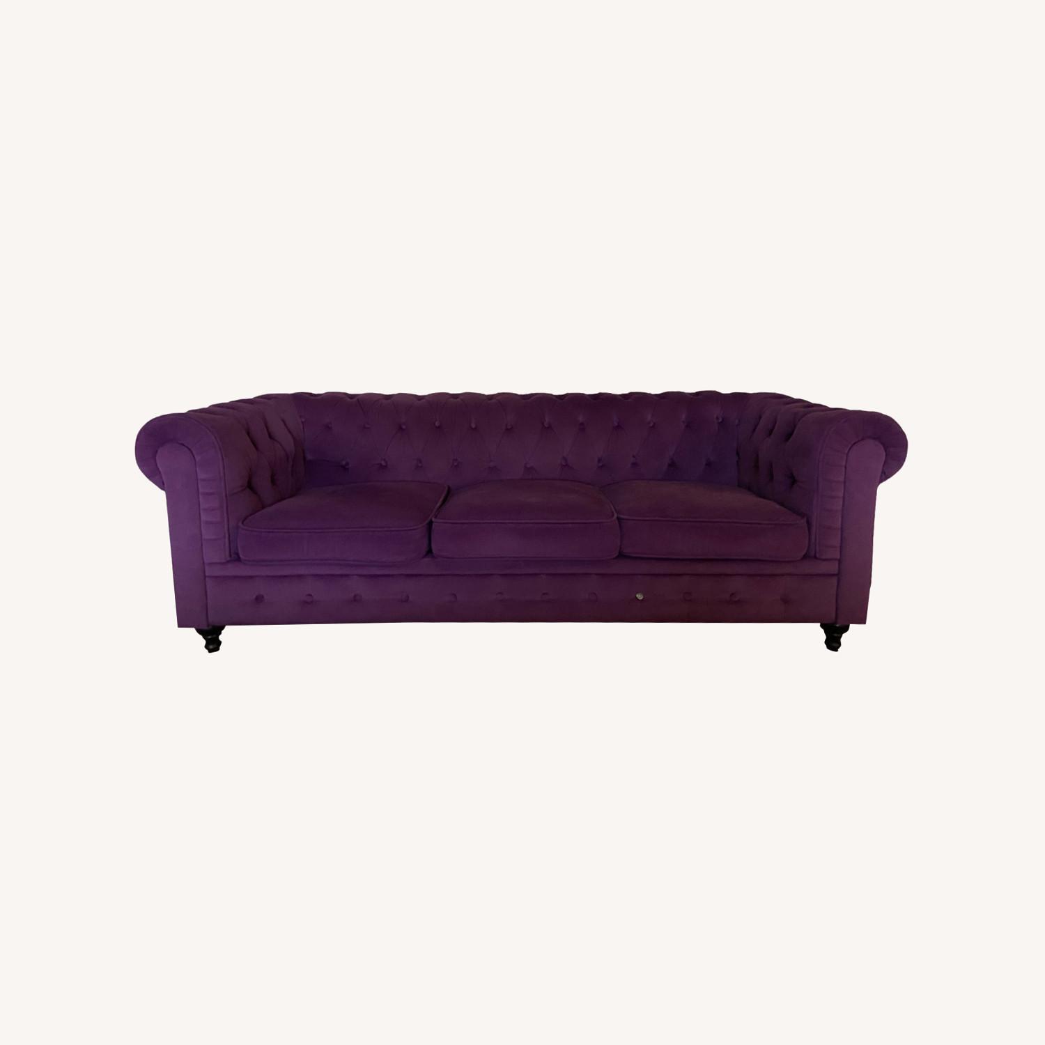 Purple Velvet Couch - image-0