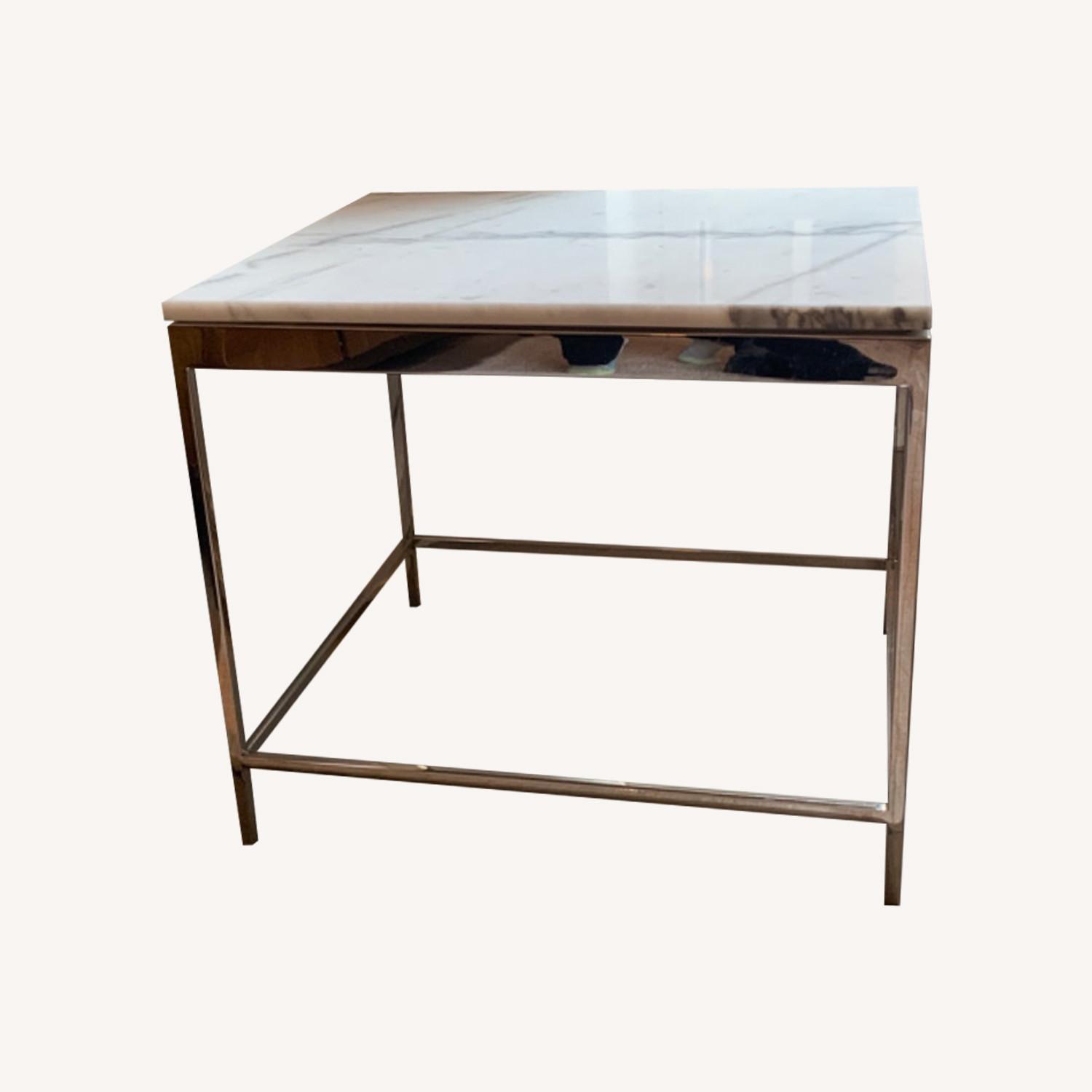 Marble Top W Metal Base Side Table - image-5