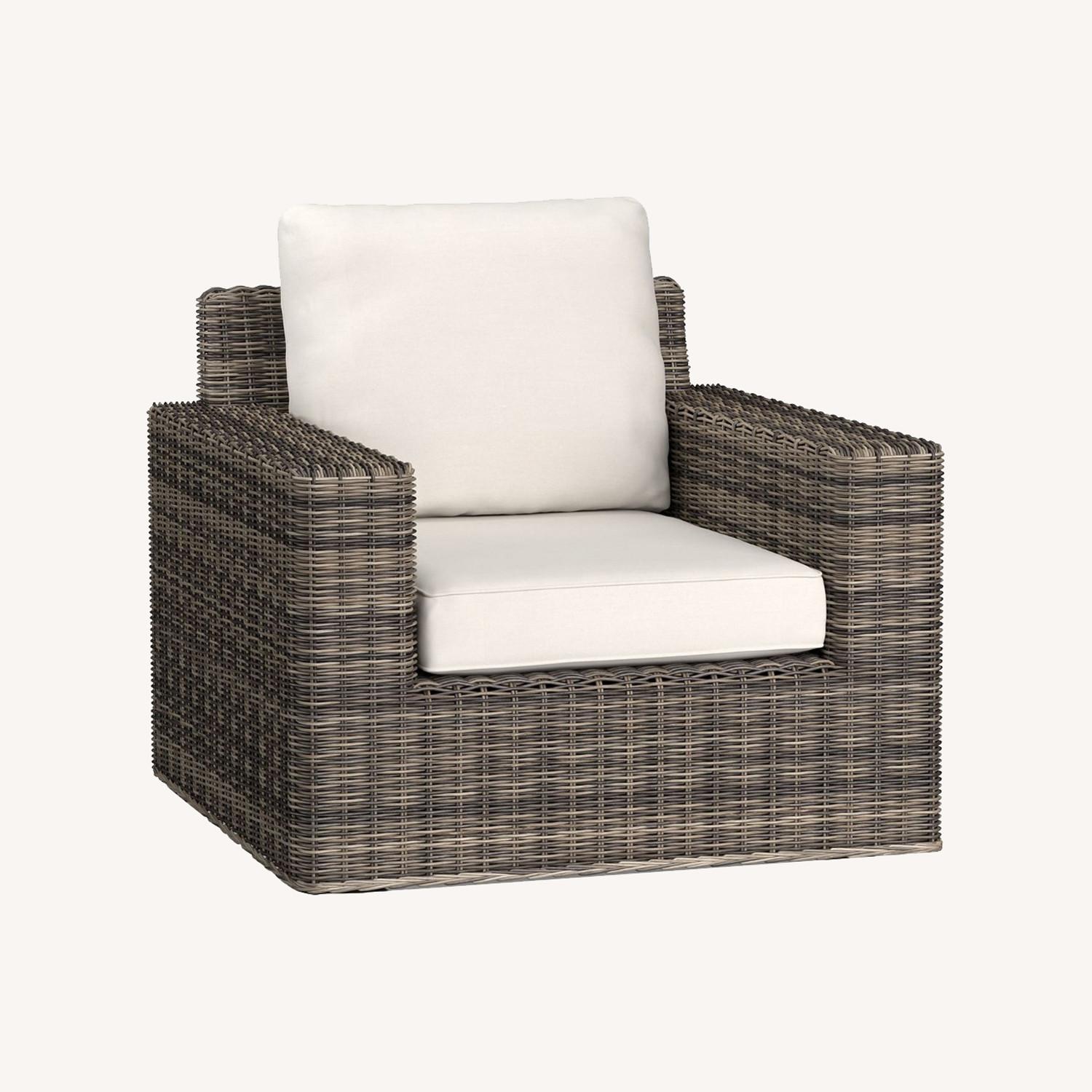 Pottery Barn Torrey Wicker Square Arm Swivel Chair - image-0