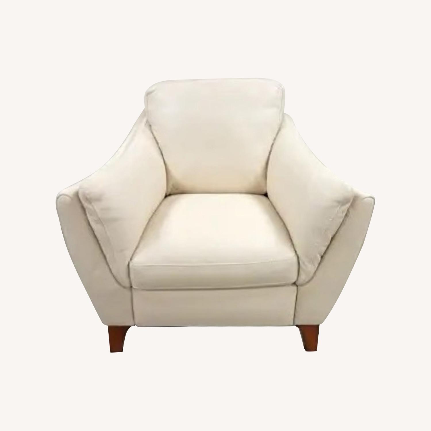 Natuzzi Beige Leather Armchair - image-0