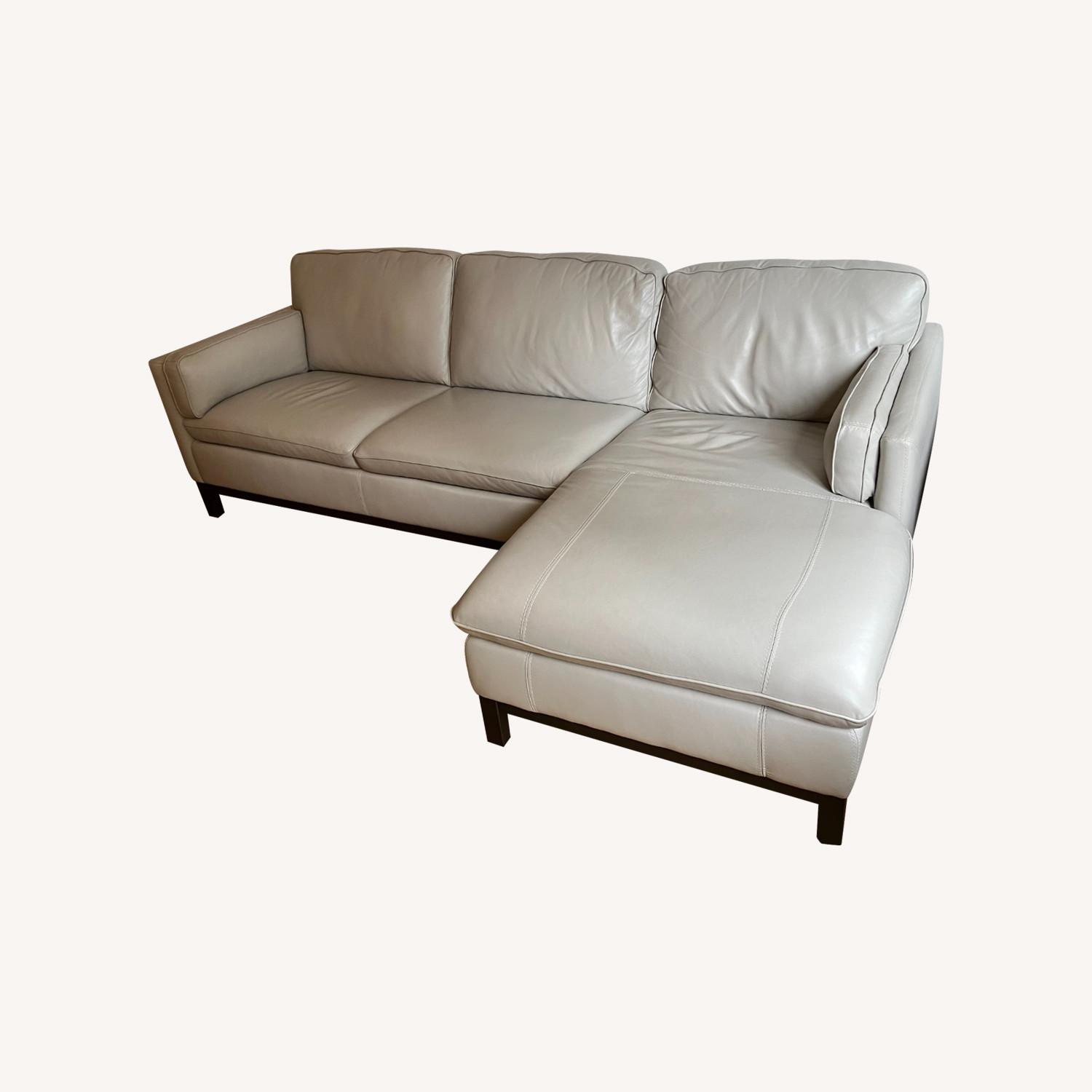 Macy's Leather Sectional Sofa (2 Piece) - Dove Grey - image-0