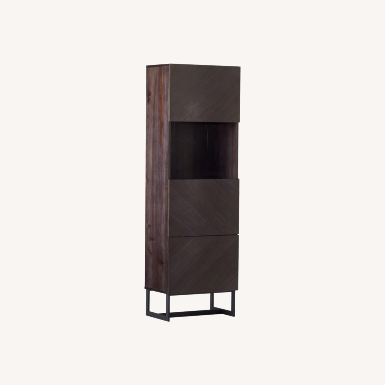 CB2 Dark Wood Black Marble Bar Cabinet - image-0
