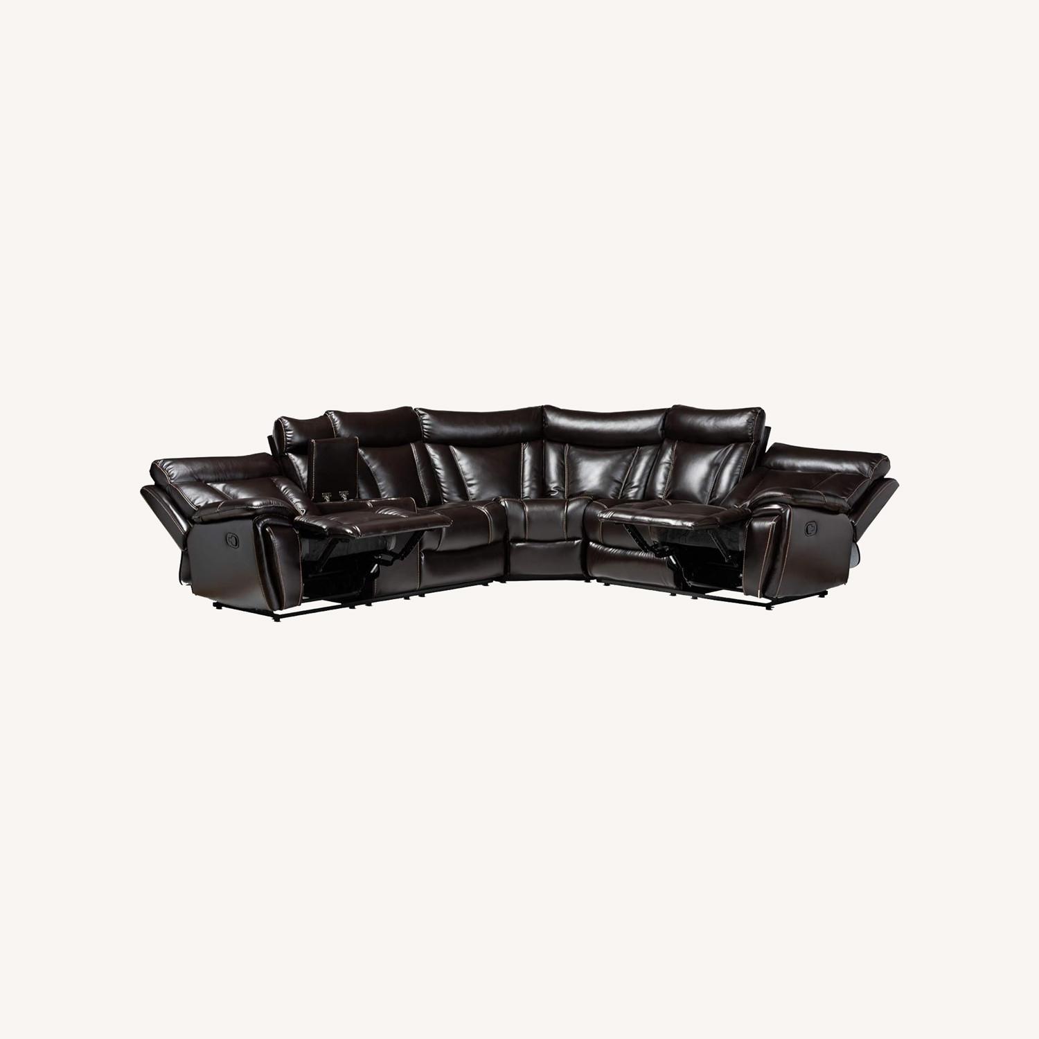 Large Leather Corner Sectional Sofa - image-0