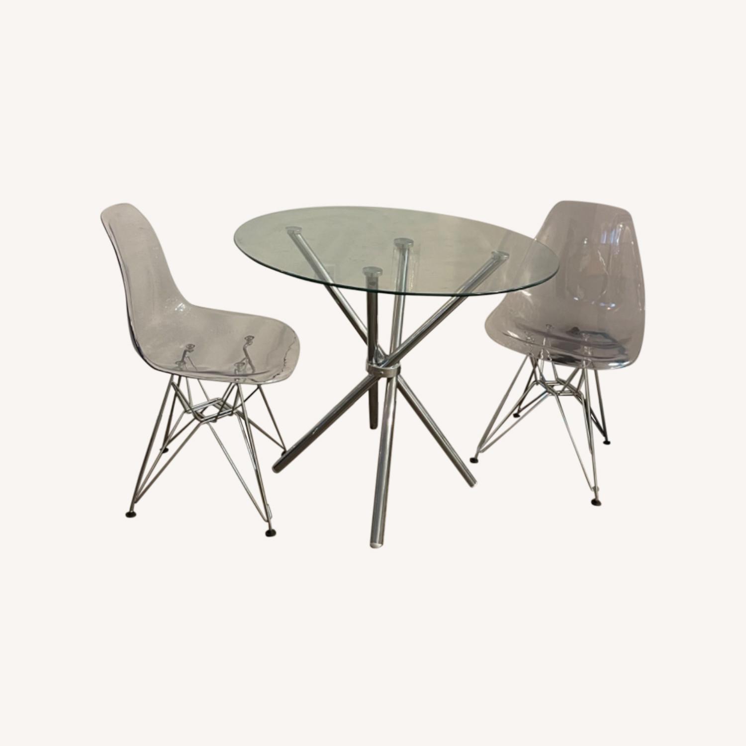 Wayfair Two Chairs and Round Glass Table - image-0