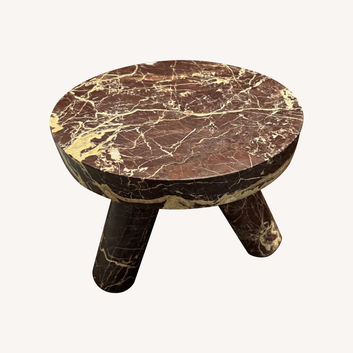 CB2 Red Marble Side Table - image-5