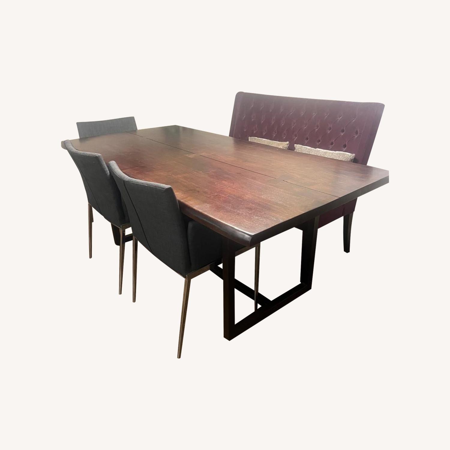 Living Spaces Dining Table with Chairs and a Bench - image-0