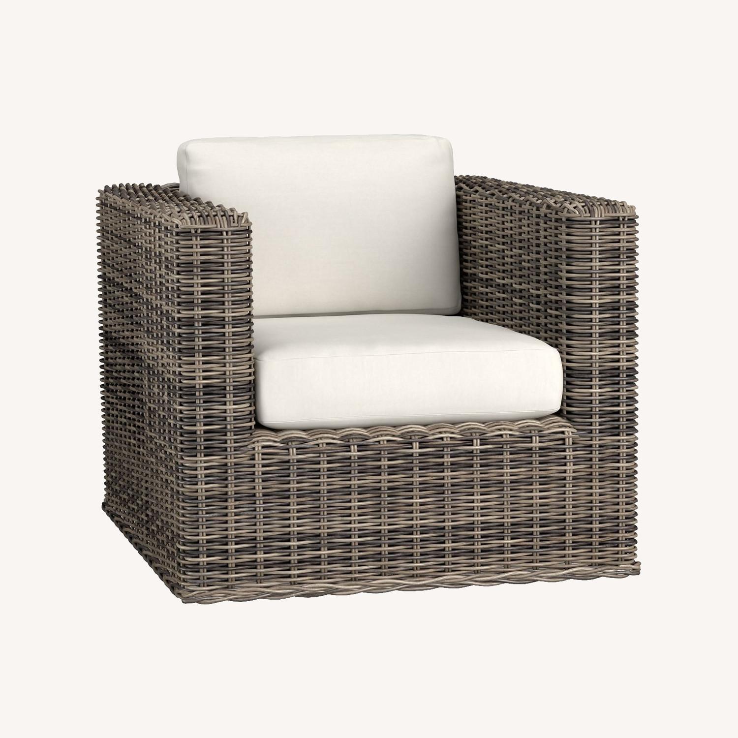 Pottery Barn Huntington Wicker Square Arm Swivel Chair - image-0
