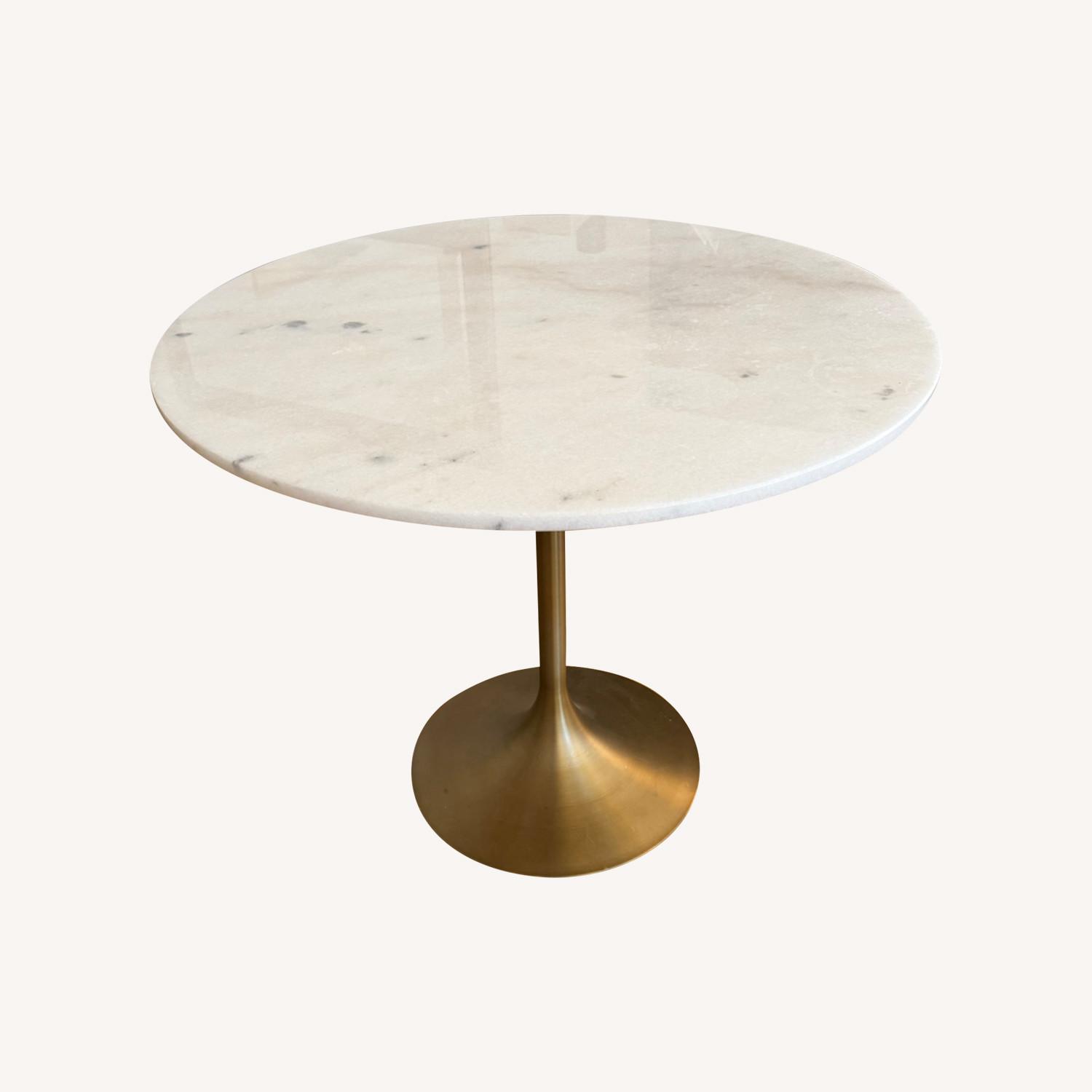 Leilani White Marble Top and Gold Tulip Table - image-0