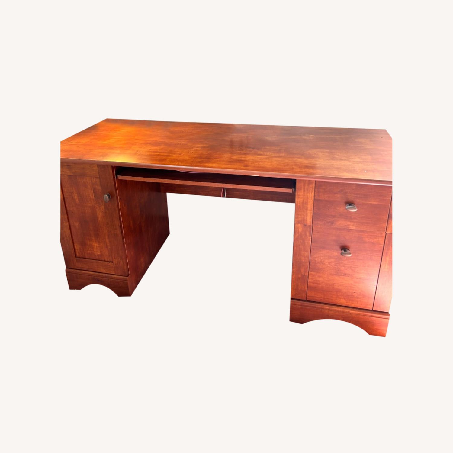 59.5 In Computer Desk, Brushed Maple Finish - image-0