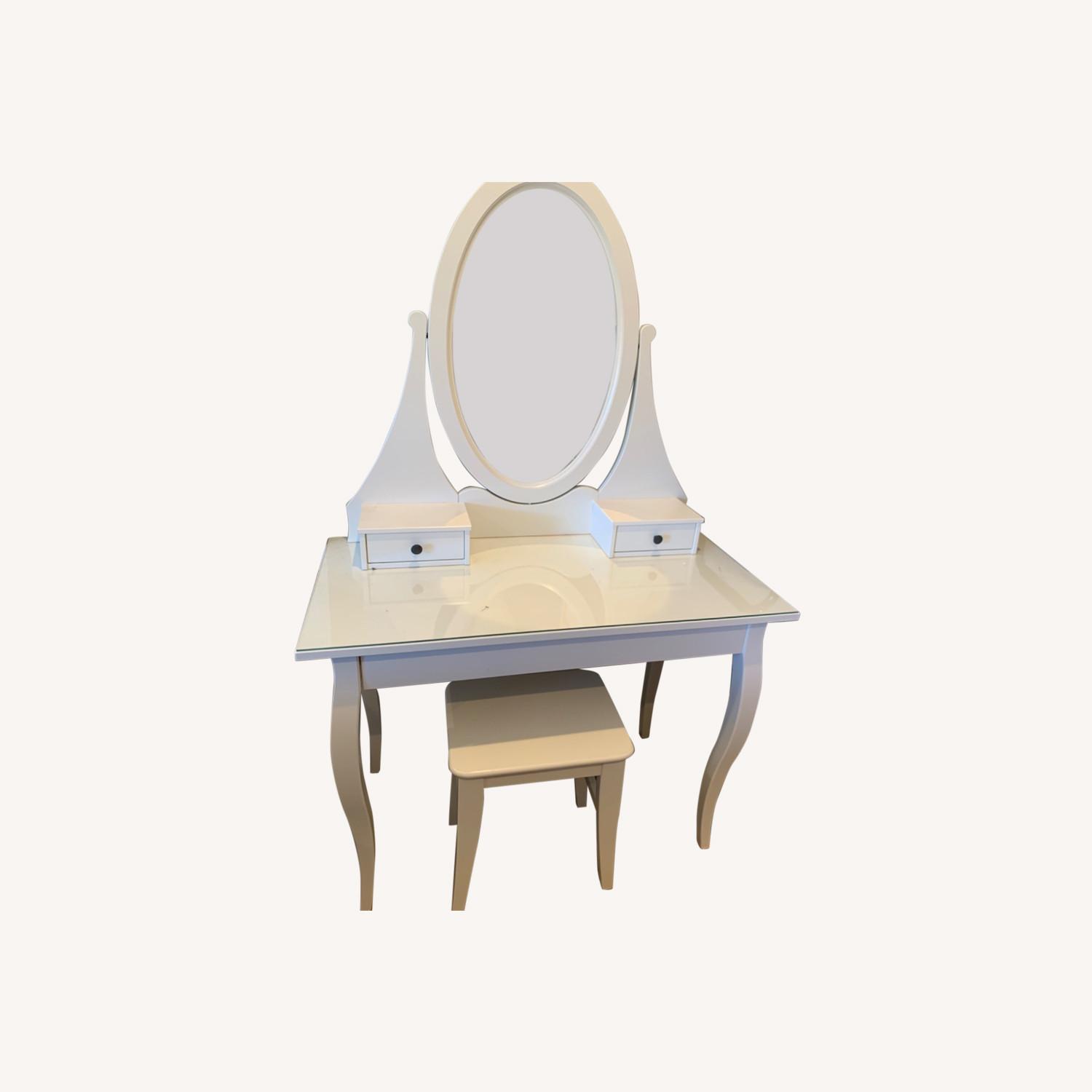 IKEA Hemnes Dressing Table with Mirror & Stool - image-0
