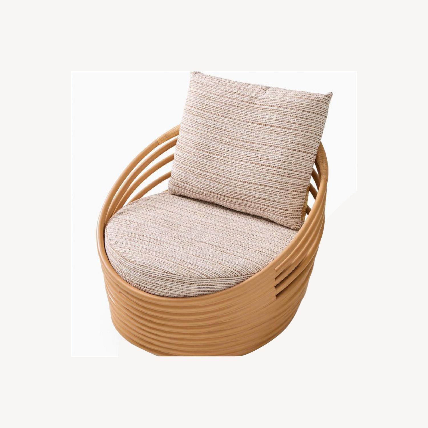 West Elm Minette Rattan Swivel Chair - image-0
