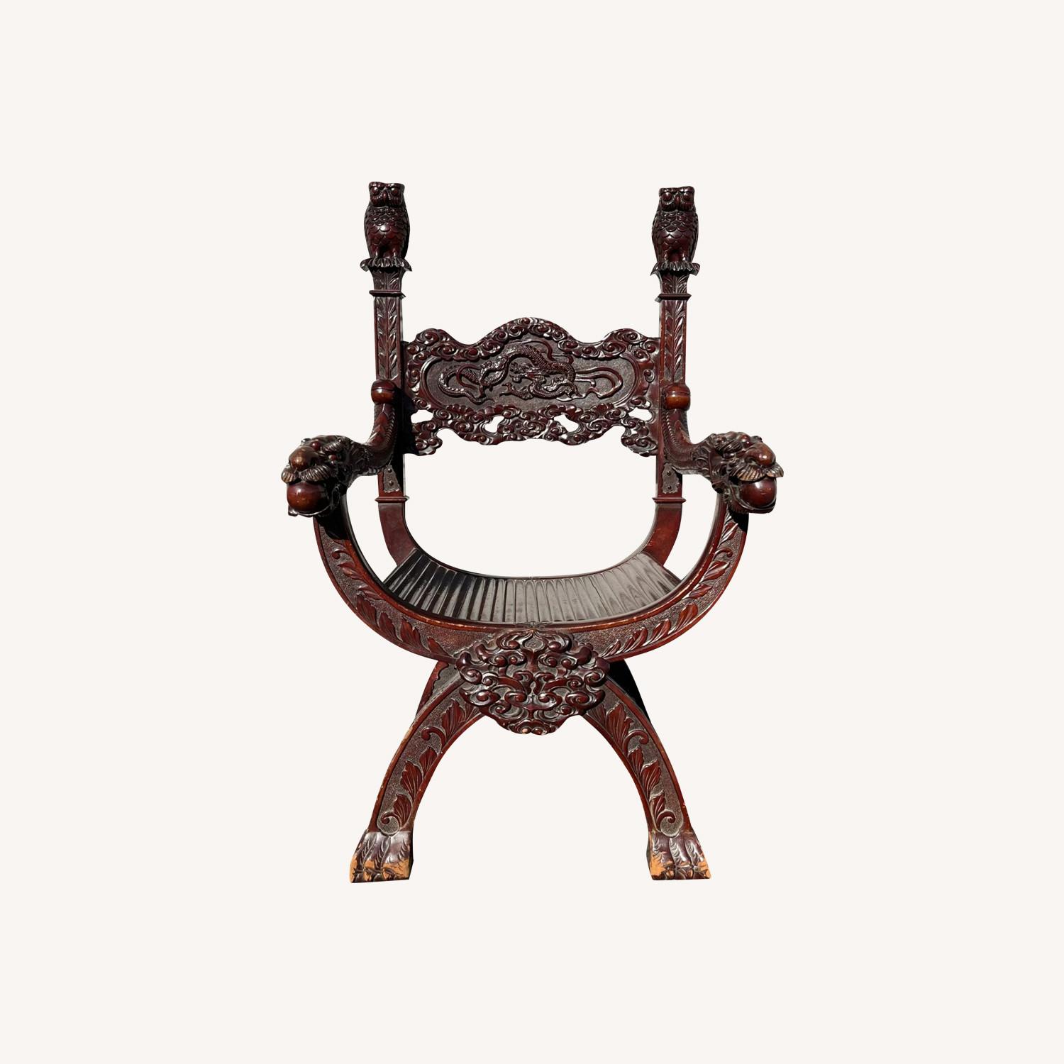 Antique Japanese Meiji Carved Throne-Style Chair - AptDeco