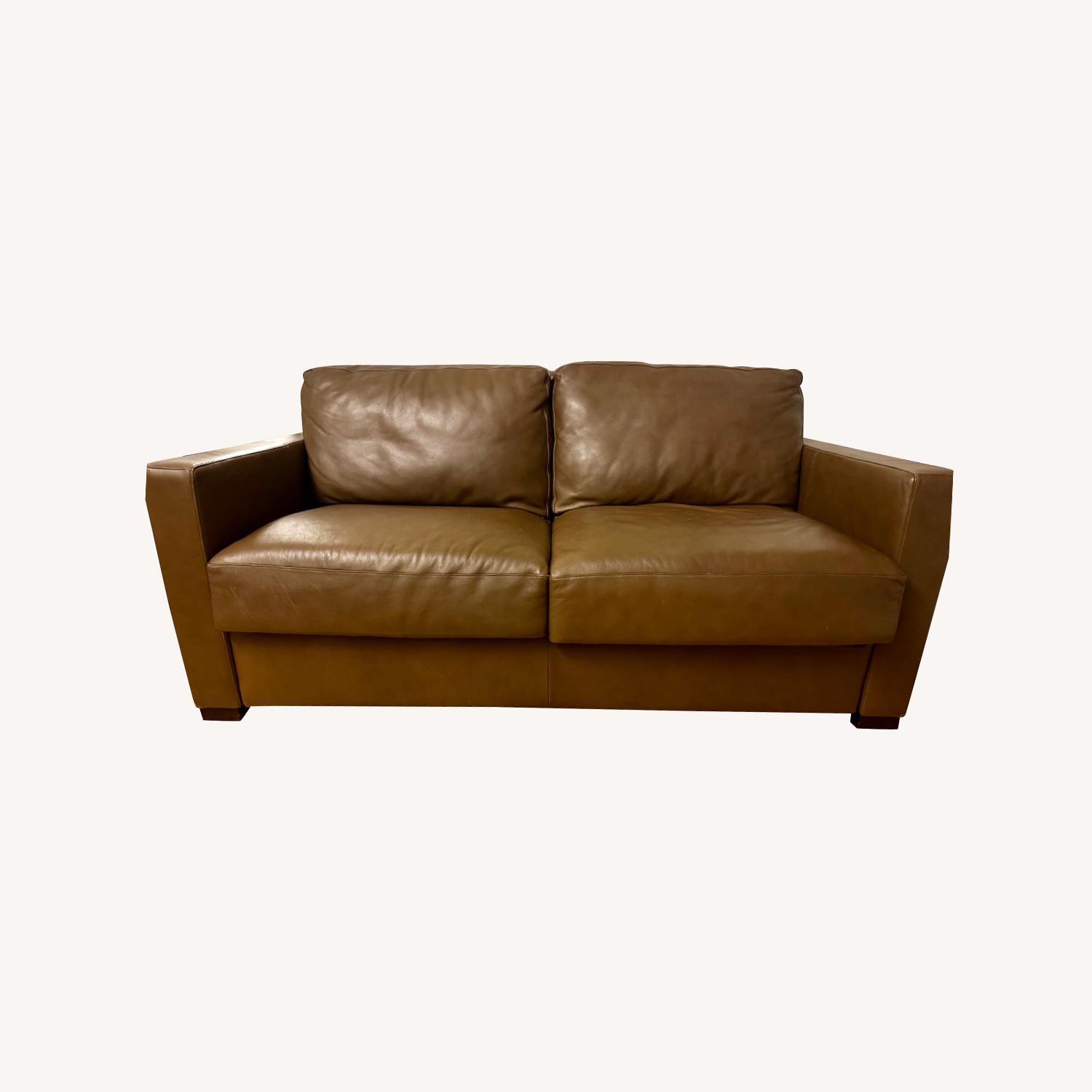 American Leather Queen Sofa Bed Brown Leather - image-0