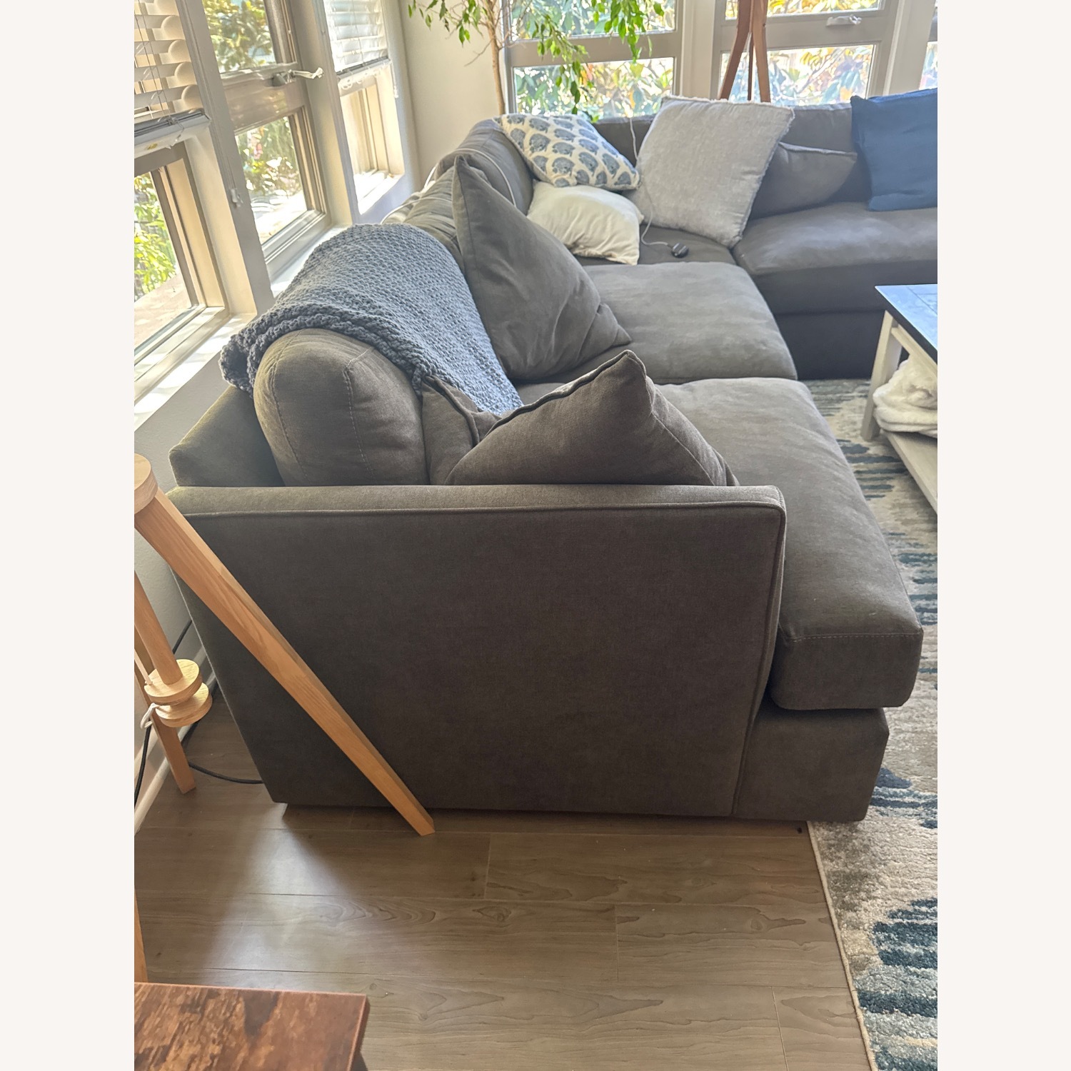 Dark Gray Fabric 2 Piece Sectional - image-3