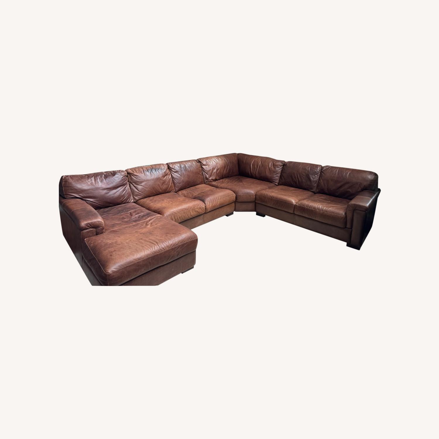 Medici Chestnut 7-Seat Left Chaise Sectional - image-0