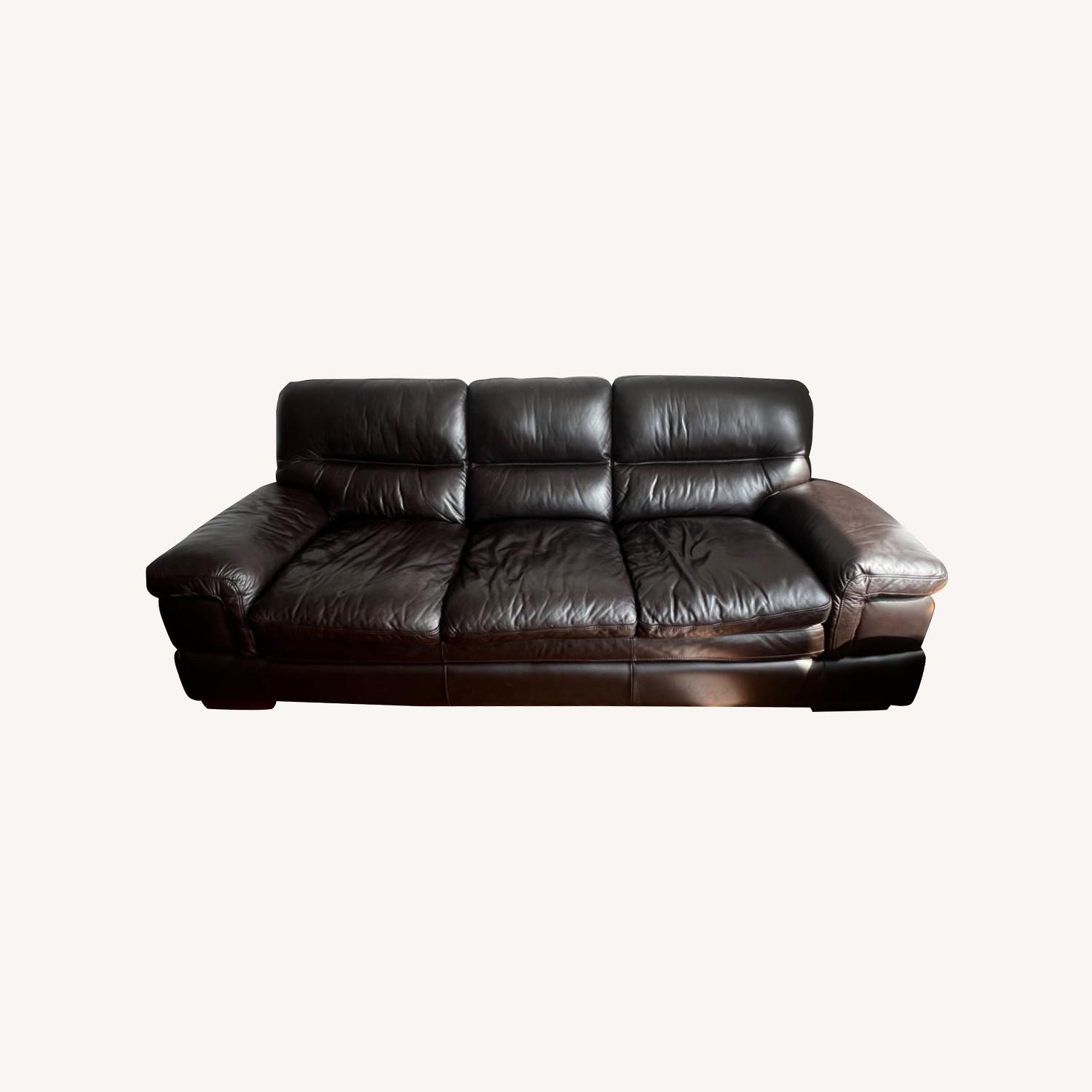 Bob's Discount Furniture Black Leather Couch - image-0