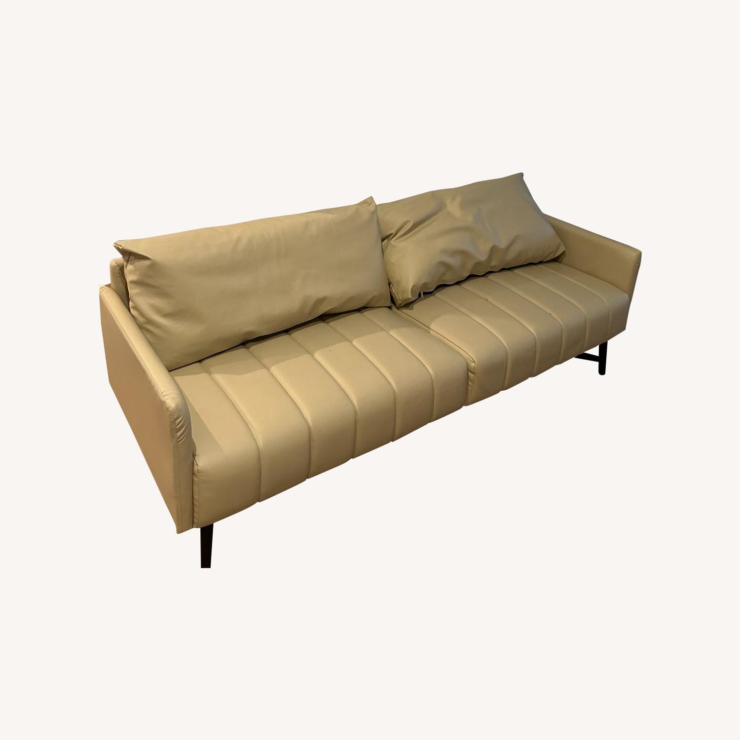 Beige Leather Couch - image-0