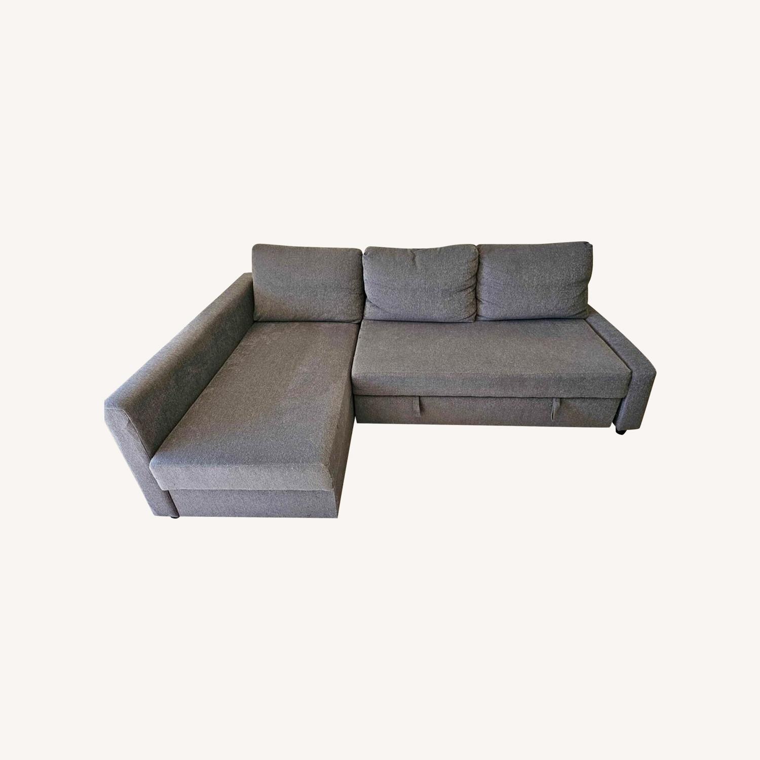IKEA Dark Gray 3 Sectional W Extension & Cushions - image-0