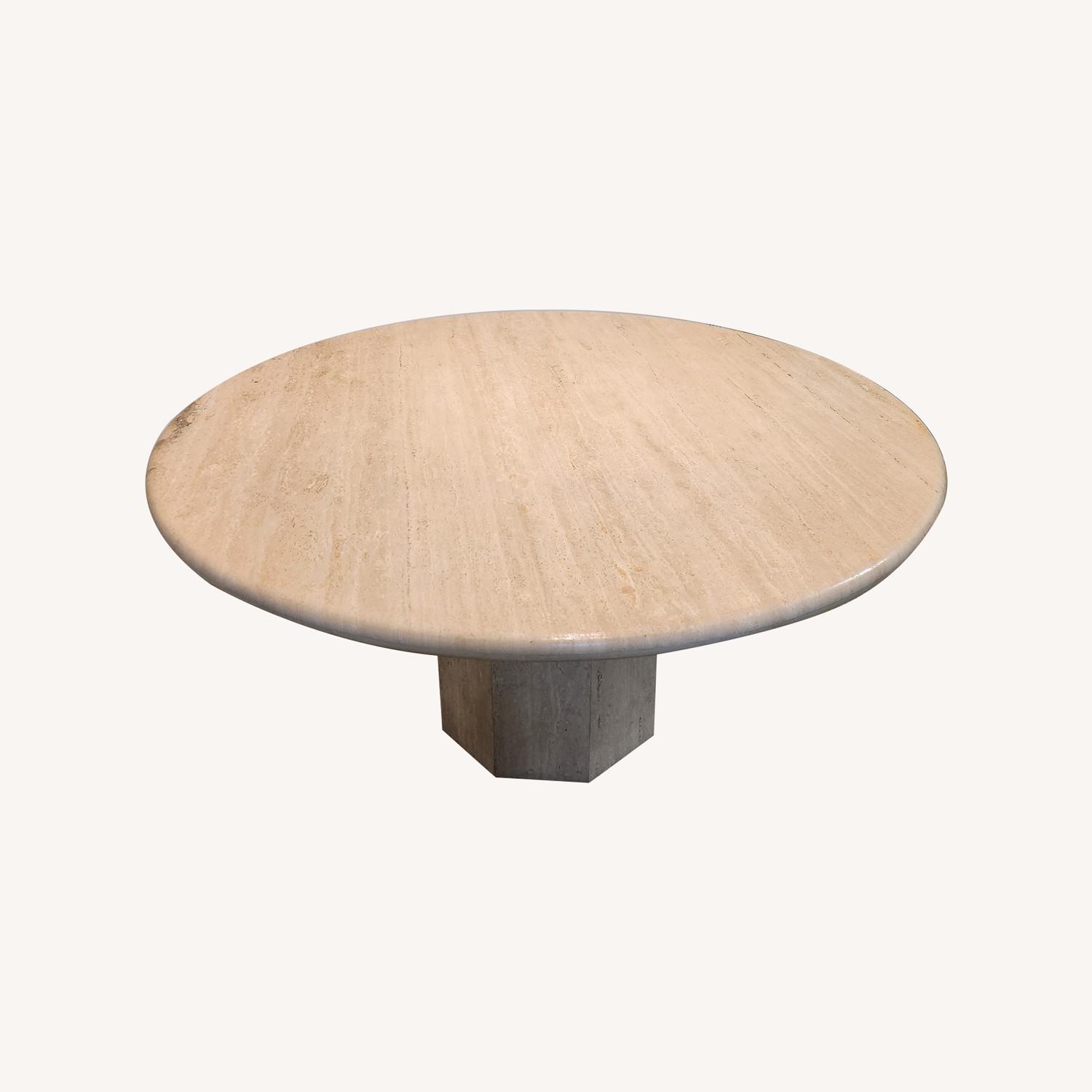 Travertine Marble Pedestal Table Made in Italy - image-0