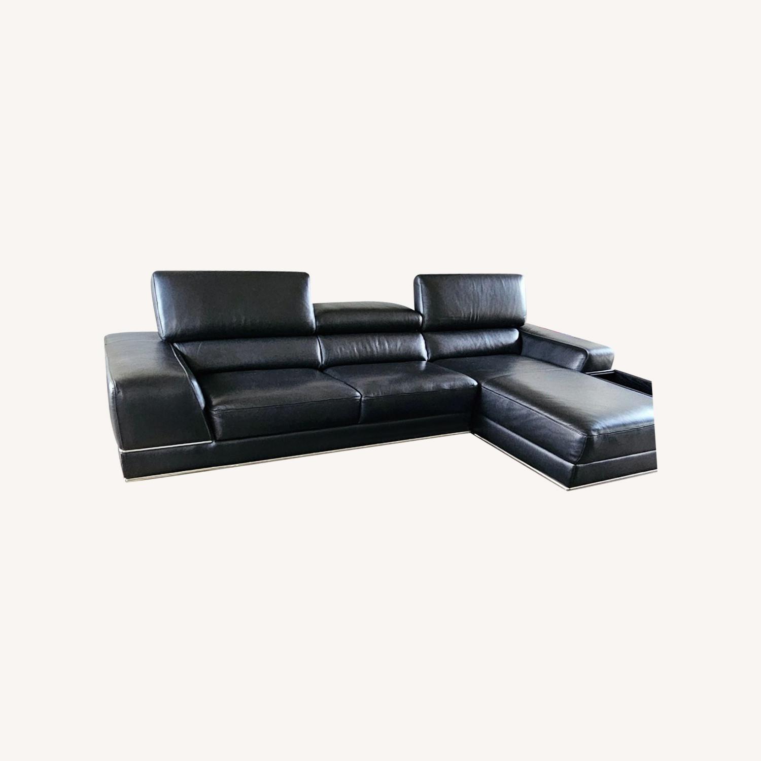 Modani Bergamo Black Leather Sectional - image-0
