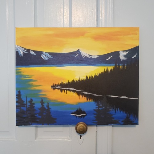 Used Cool Sunset - Acryllic on Canvas - From Artist Saul L. Weiner for sale on AptDeco