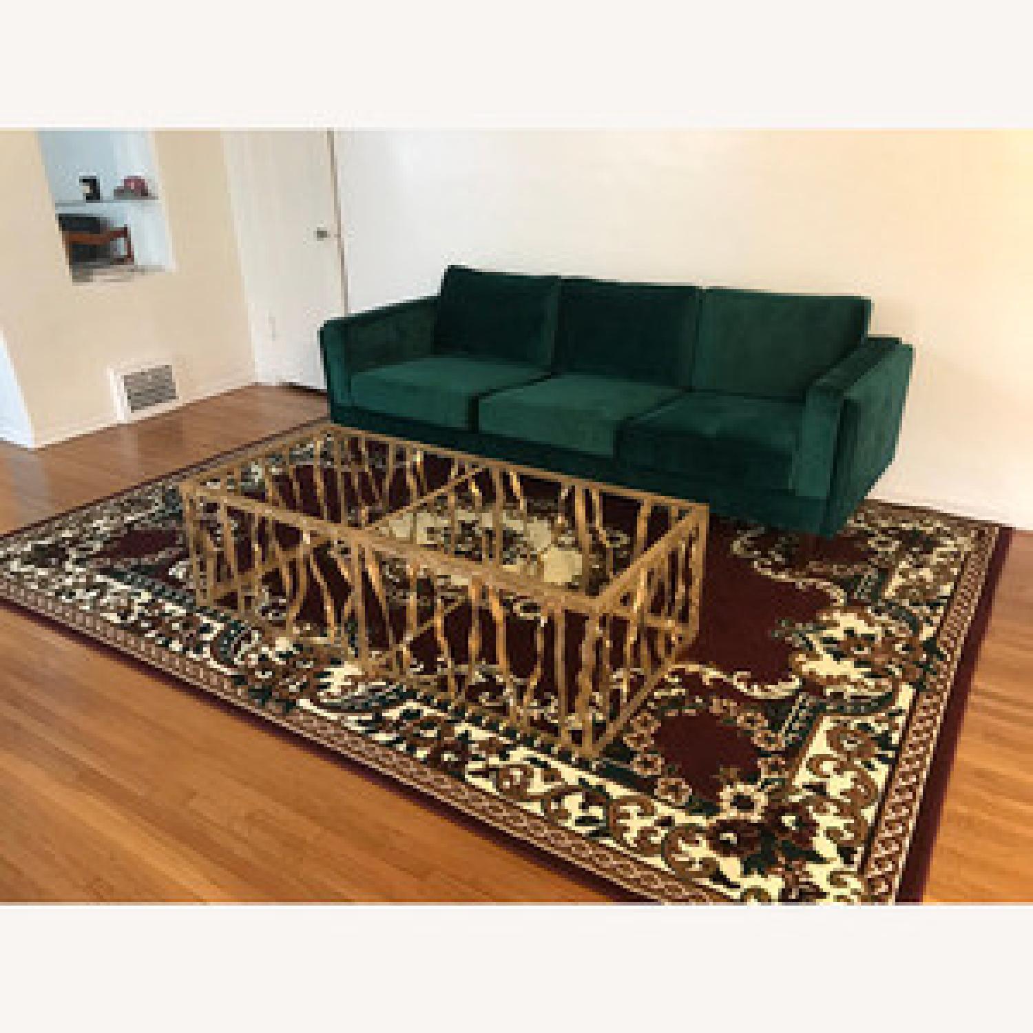 Wade Logan Mid Century Style Emerald Green Velvet Couch - image-3