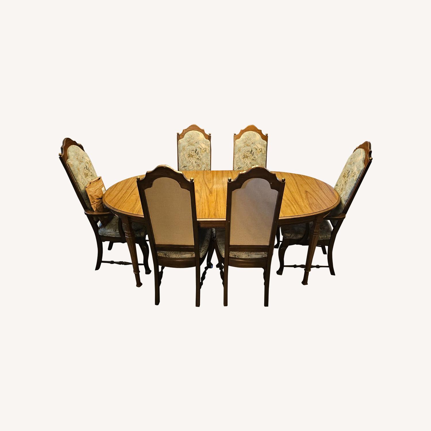63" Dining Table w 6 Chairs and 2x14" Extension - image-0