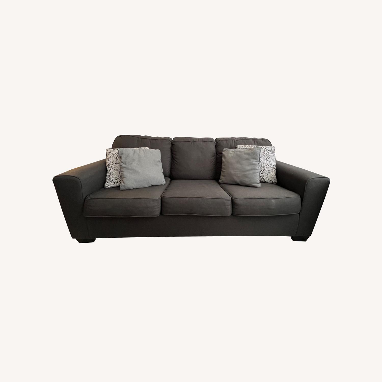 Living Spaces Charcoal Grey Sofa - image-0