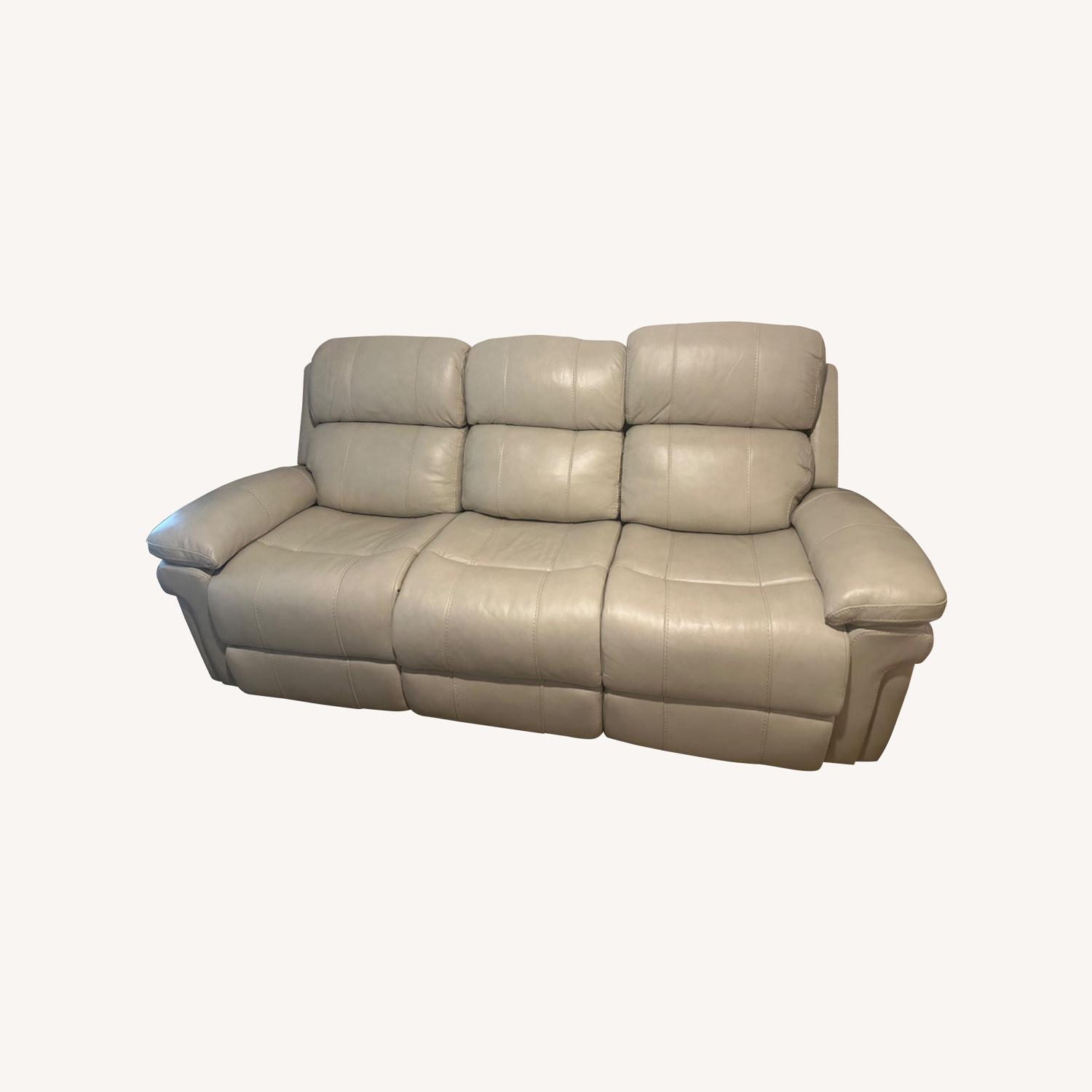 Cream Leather 3 Seater Couch - image-0