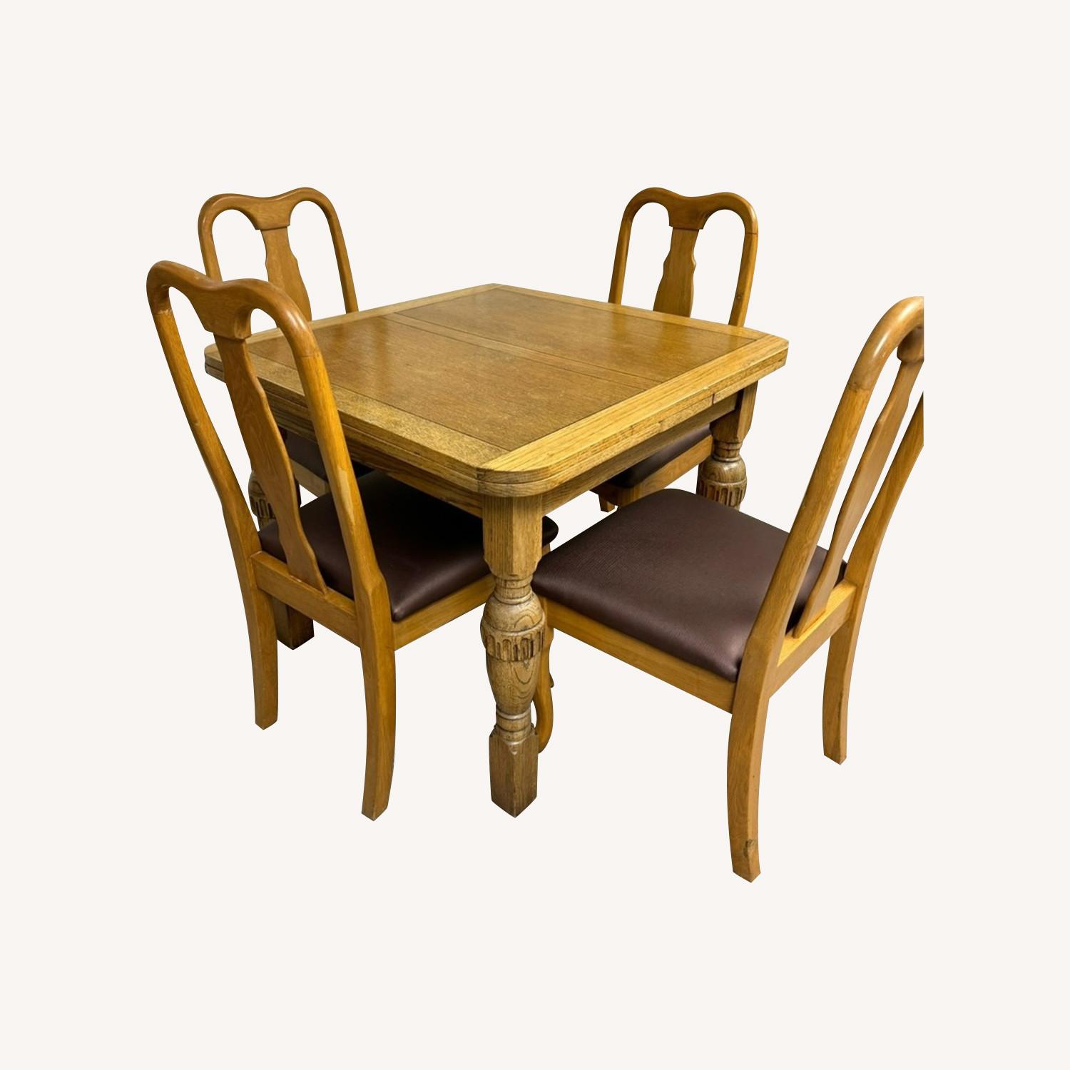 Antique Dining Table (Expandable) W 4 Chairs - image-0