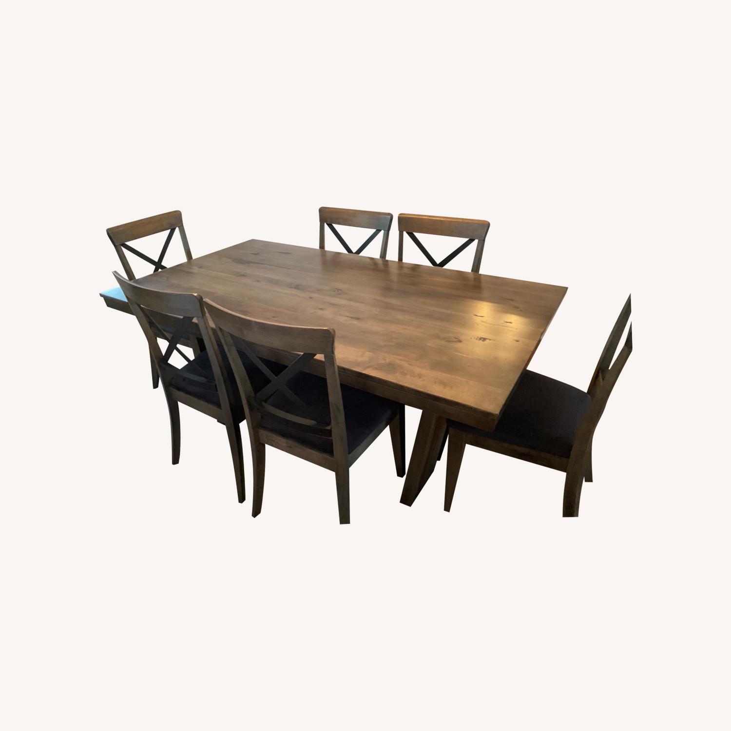 Solid Wood Dining Table and Chairs in Mist Grey AptDeco