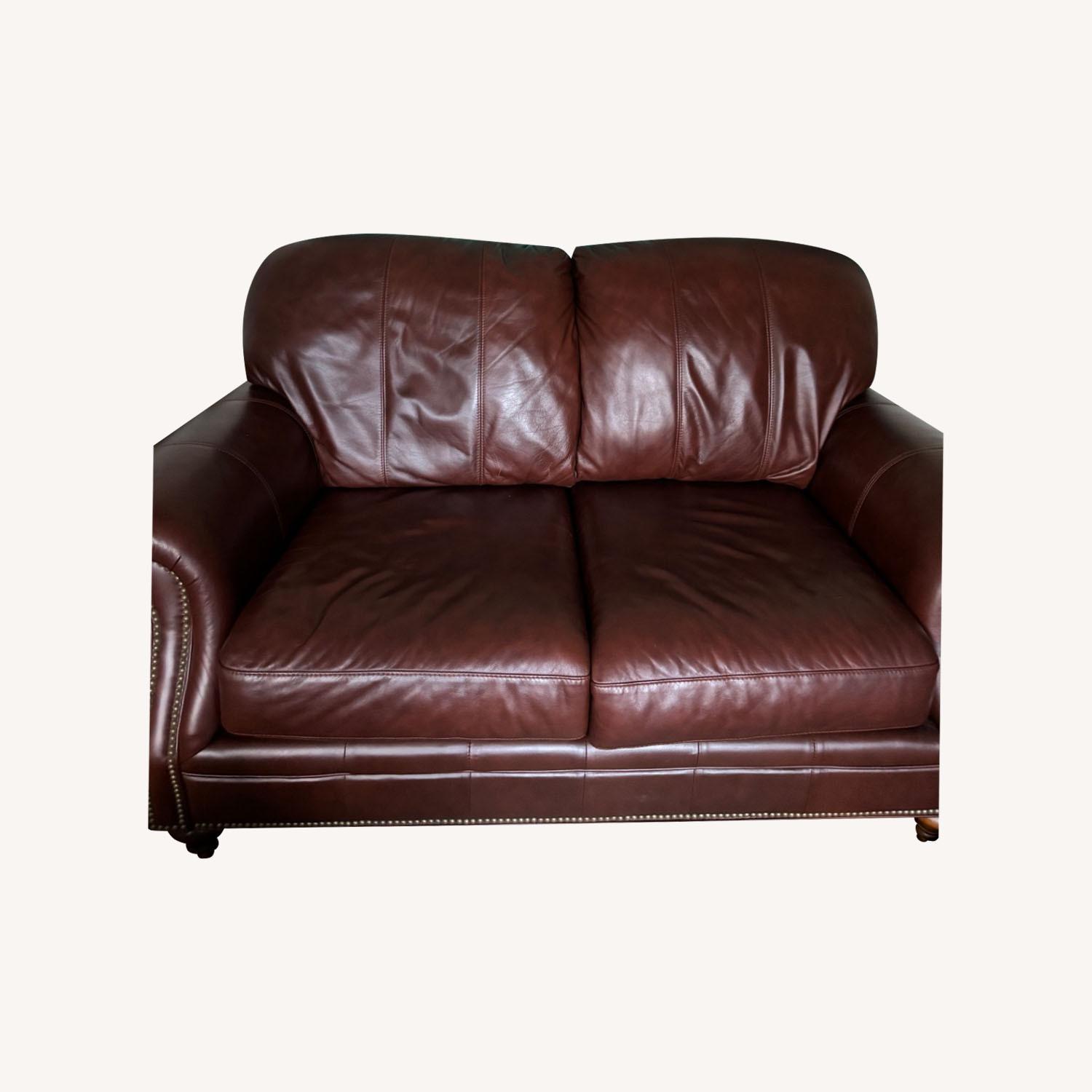 Brown Leather 2 Seater - image-0