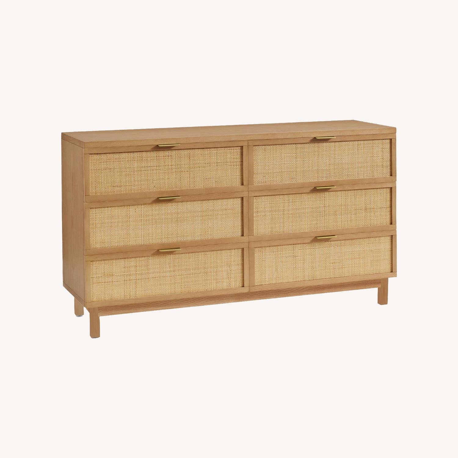 Pottery Barn Westly Cane 6-Drawer Dresser (60") - image-0