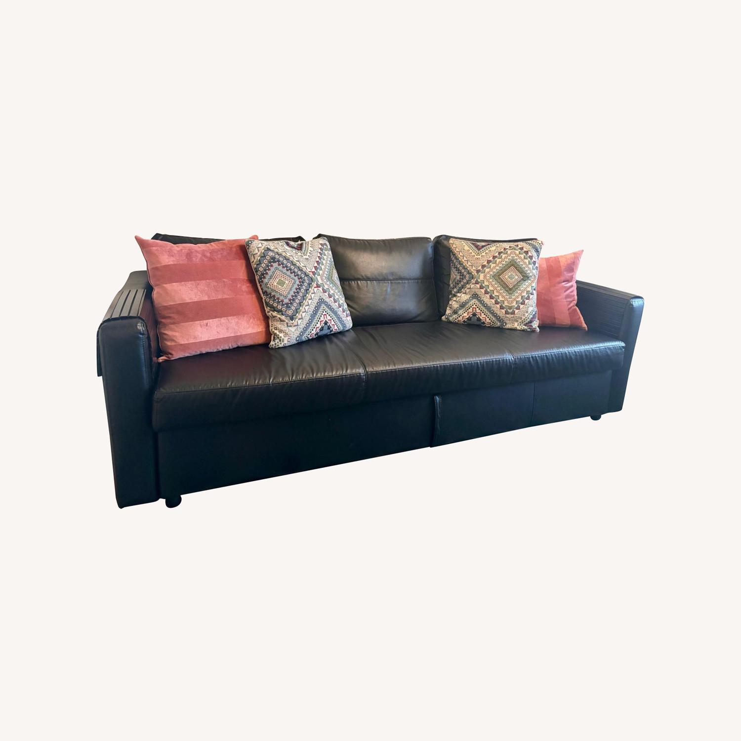 IKEA Sofa Bed - Faux Leather - image-0