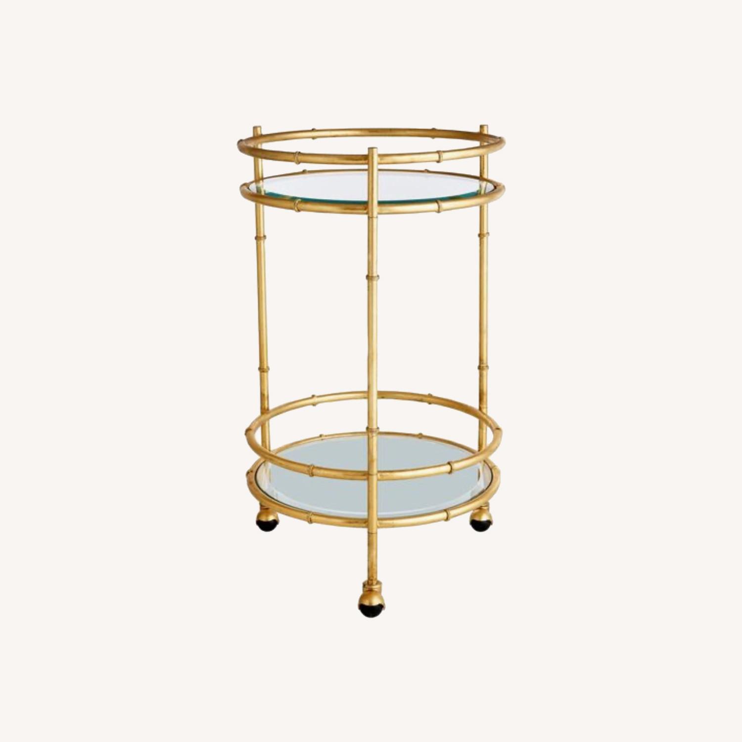 One King's Lane Round Metal Bamboo Detail Bar Cart - image-0