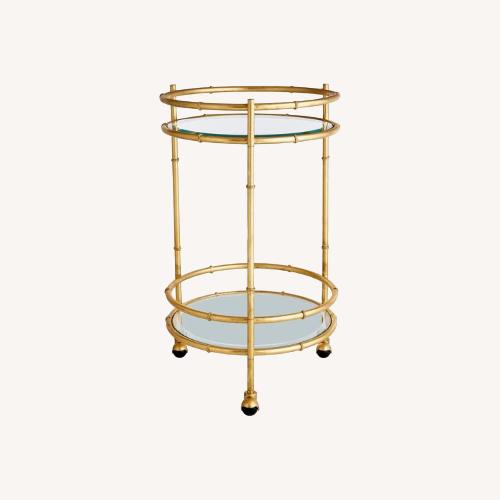 Used One King's Lane Round Metal Bamboo Detail Bar Cart for sale on AptDeco