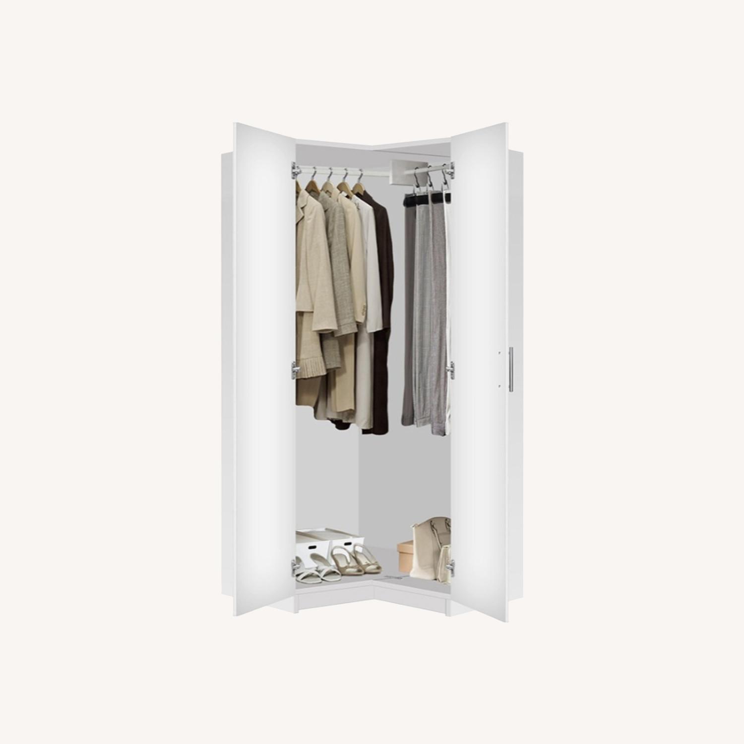 Alta Corner Wardrobe - White Matte & Mirror - image-0