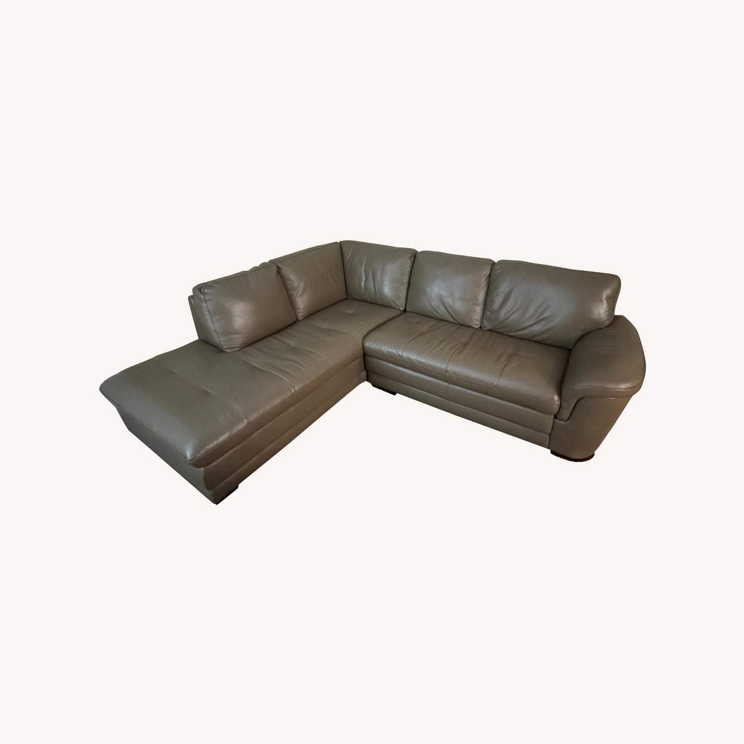 Raymour and Flanigan Sectional Leather Sofa - image-0