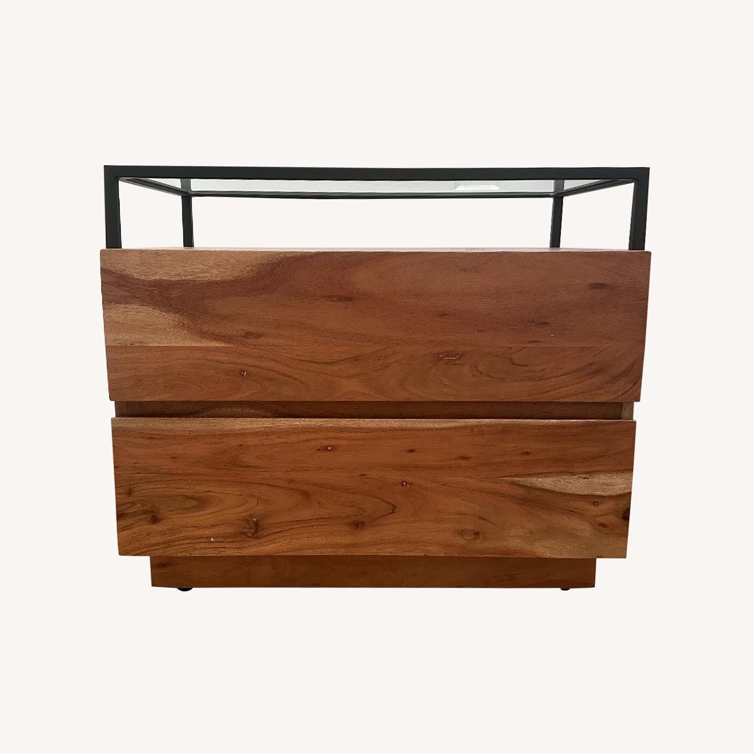 CB2 Lawson 2 Drawer Wood Nightstand With Glass Top - image-6
