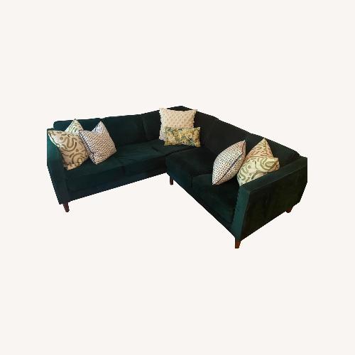 Used Velvet Green Corner Sectional for Small Apartment for sale on AptDeco