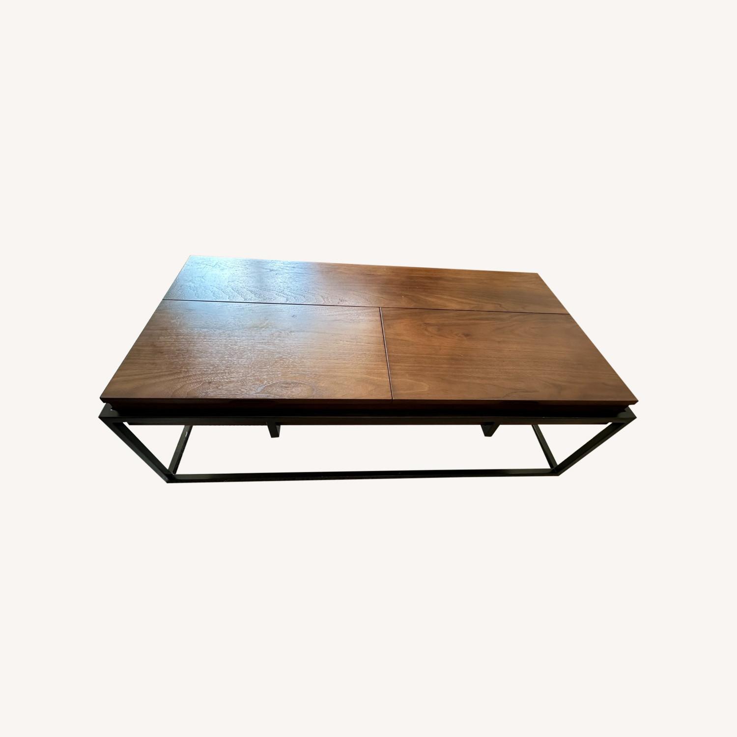 Walnut and Metal Coffee Table with Storage - image-0