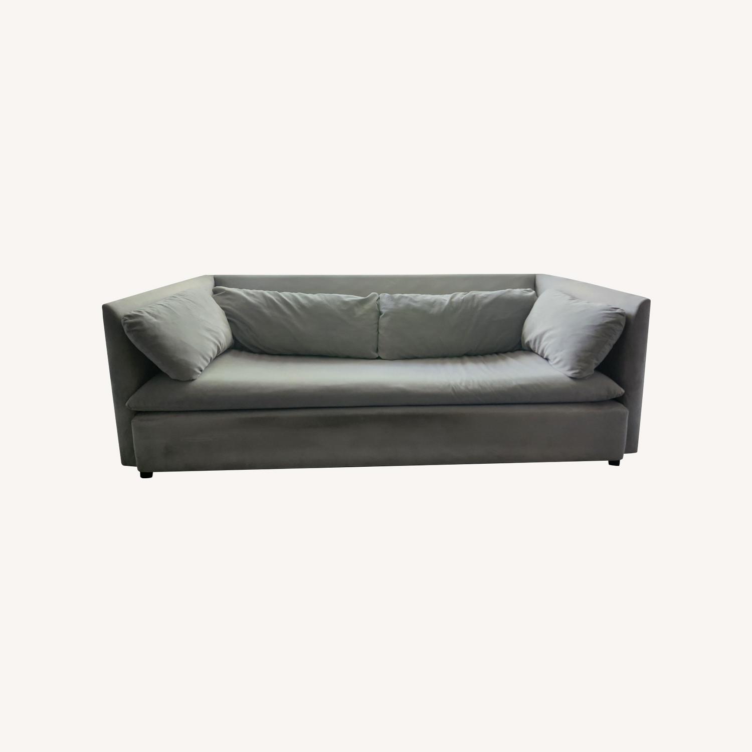 West Elm Shelter Sleeper Sofa Performance Velvet Dove Gray - image-0