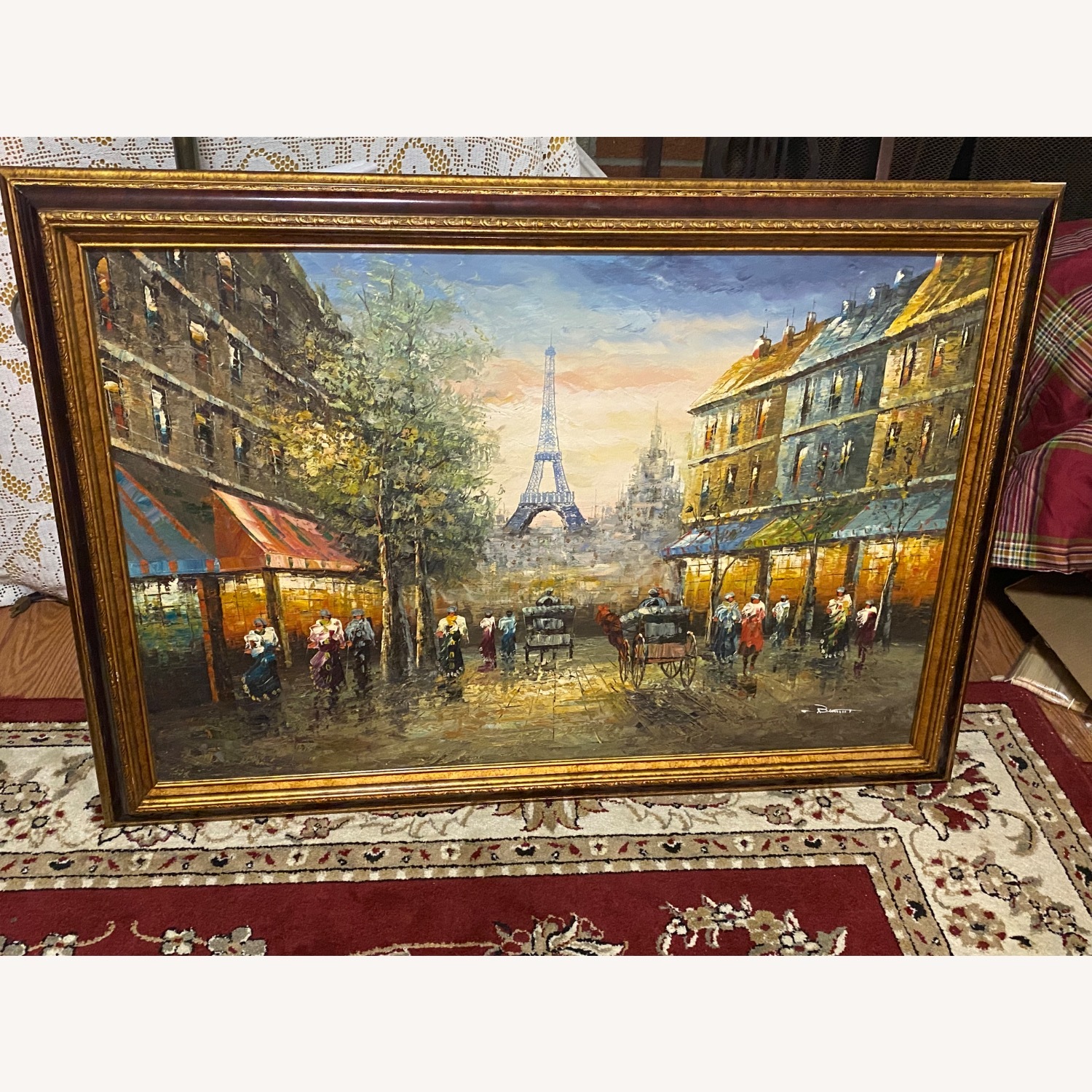 SIGNED Oil on Canvas Paris Painting not Burnett  - image-0