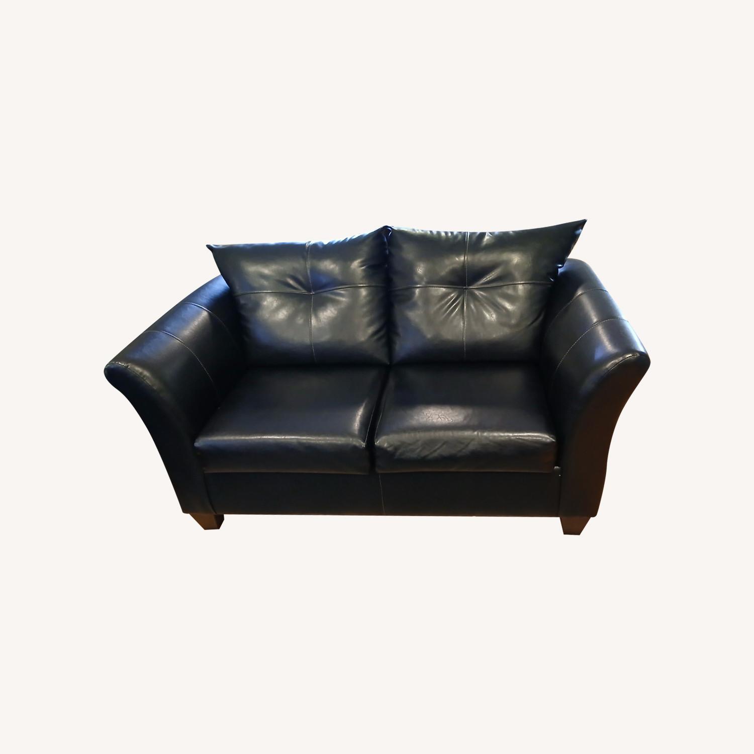 Black Vinal Loveseat - image-0