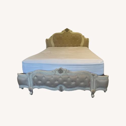 Used Michael Amini Hollywood Swank King Leather Tufted Bed for sale on AptDeco