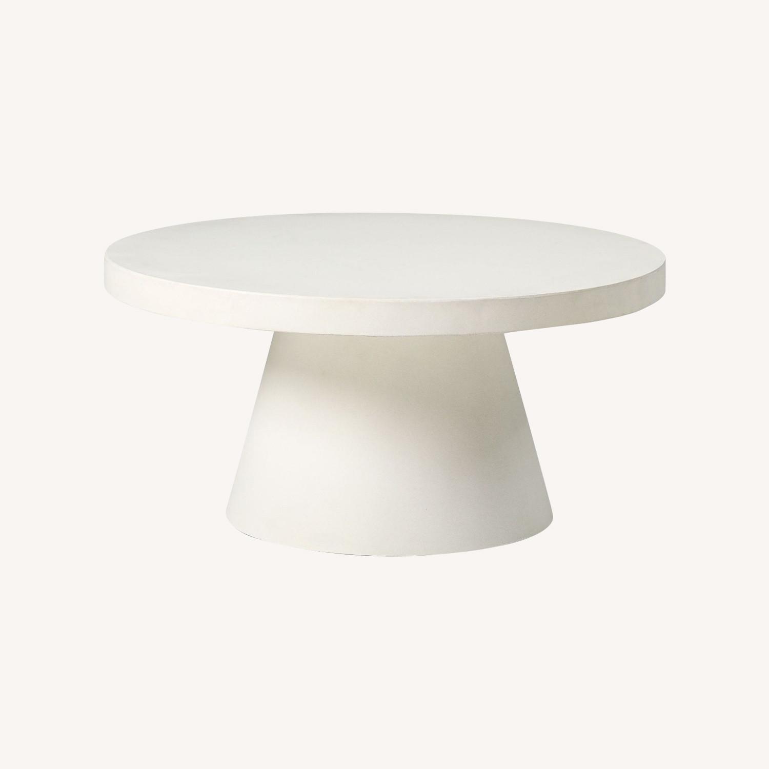 West Elm Concrete Pedestal Outdoor Round Coffee Table - image-0