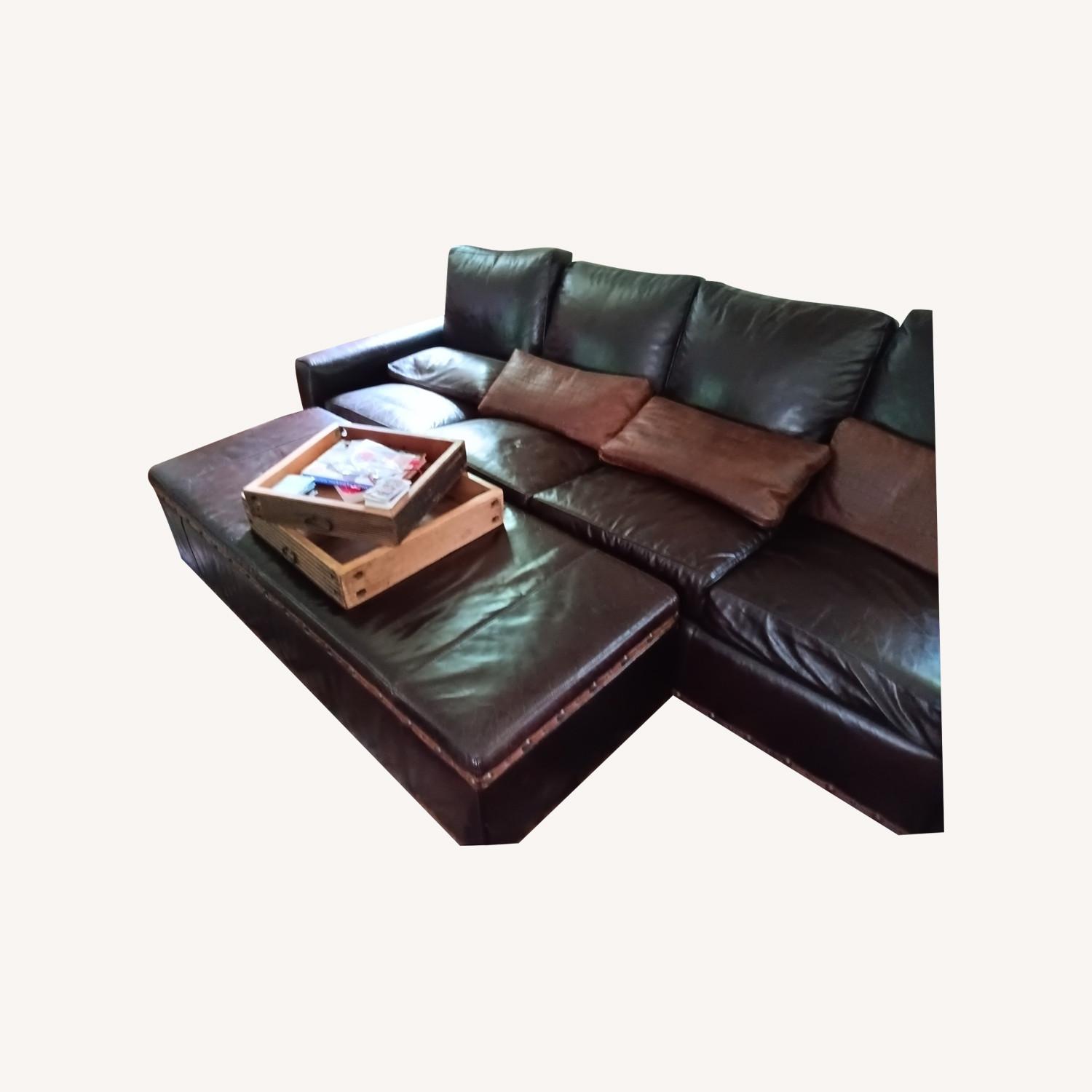 Stickley Audi Co Leather Sofa and Ottoman