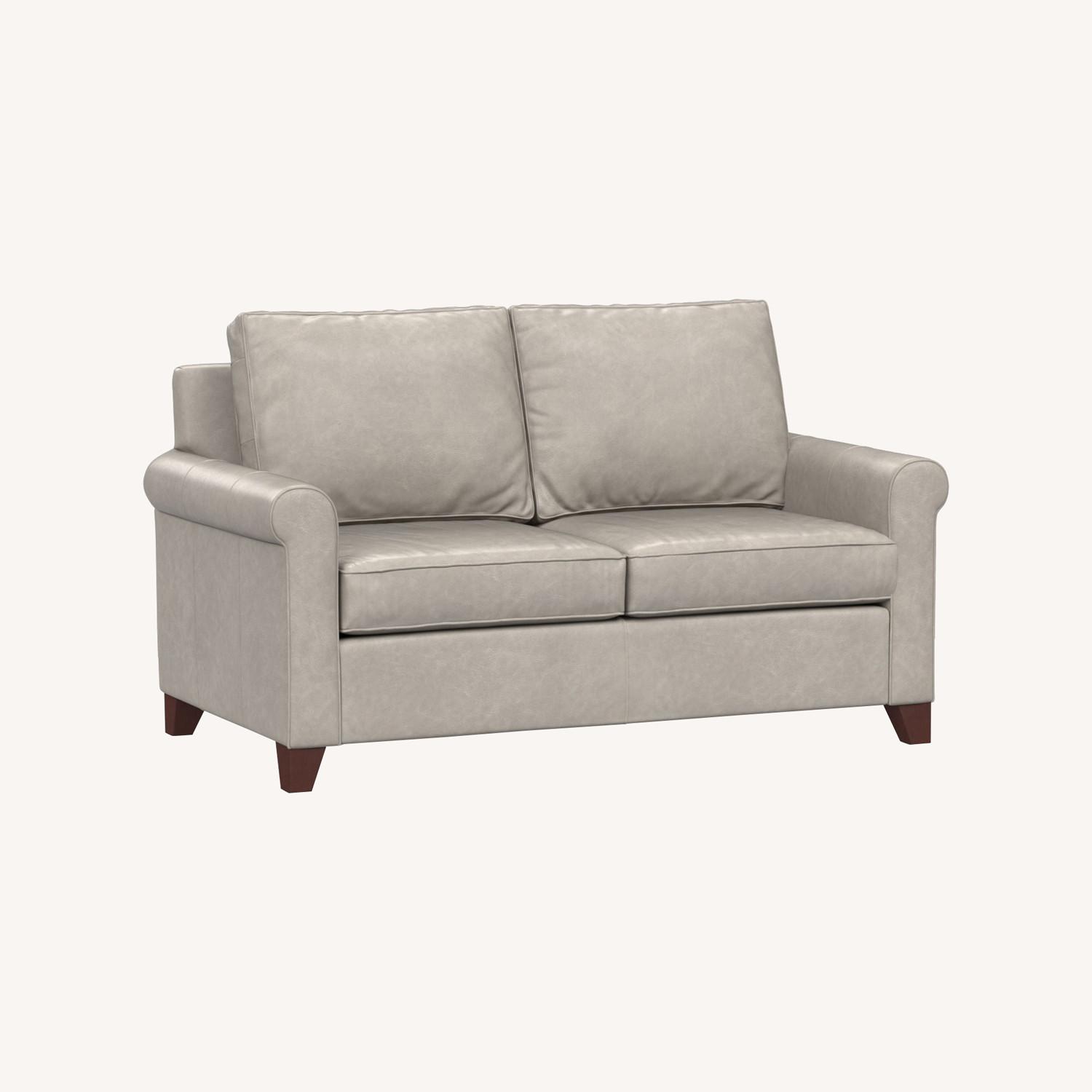Pottery Barn Cameron Roll Arm Leather Sofa - image-0