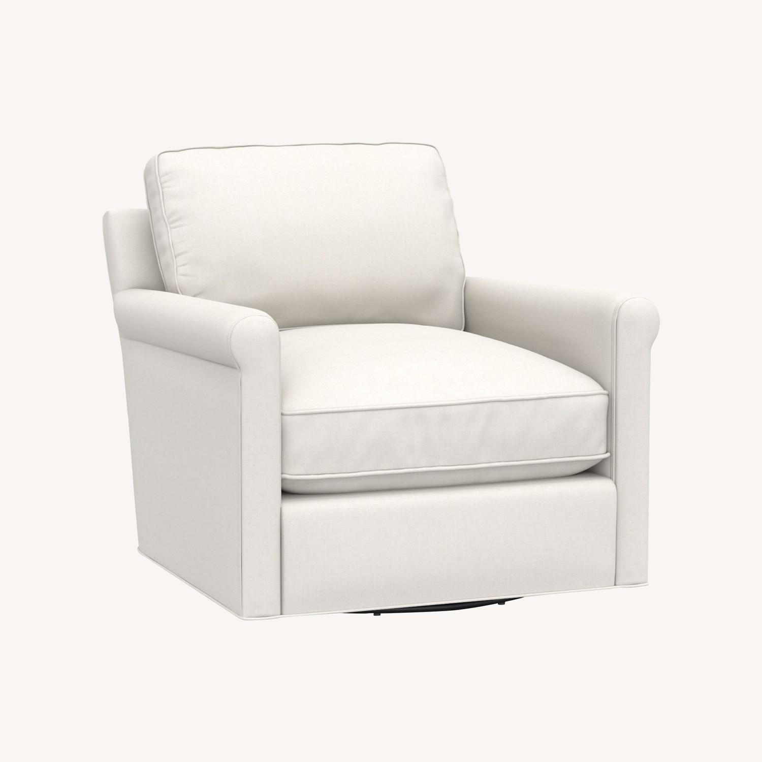Pottery Barn Tyler Roll Arm Swivel Chair AptDeco
